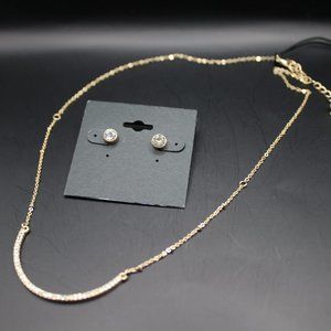 Half Moon Gold Gemstone Necklace & Earrings NWT